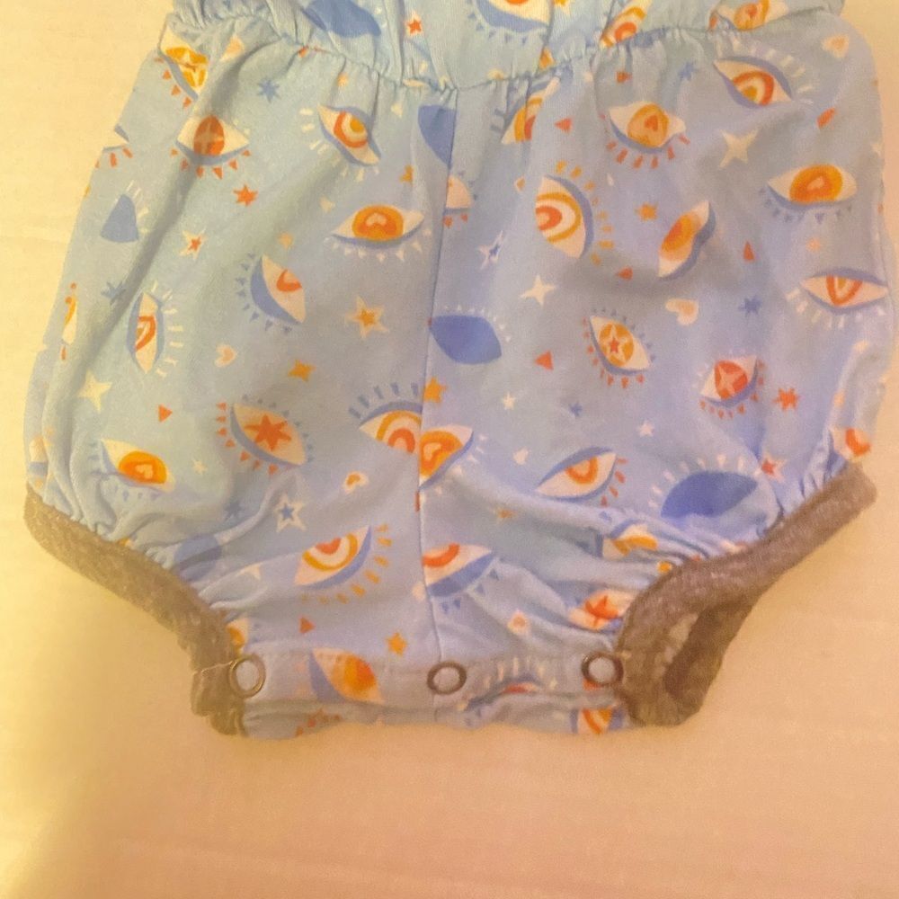 Blue Eye-Patterned Kids Bodysuit - Picture 3 of 5